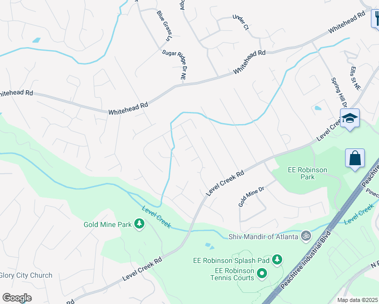 map of restaurants, bars, coffee shops, grocery stores, and more near 635 Hickory Nobb in Sugar Hill