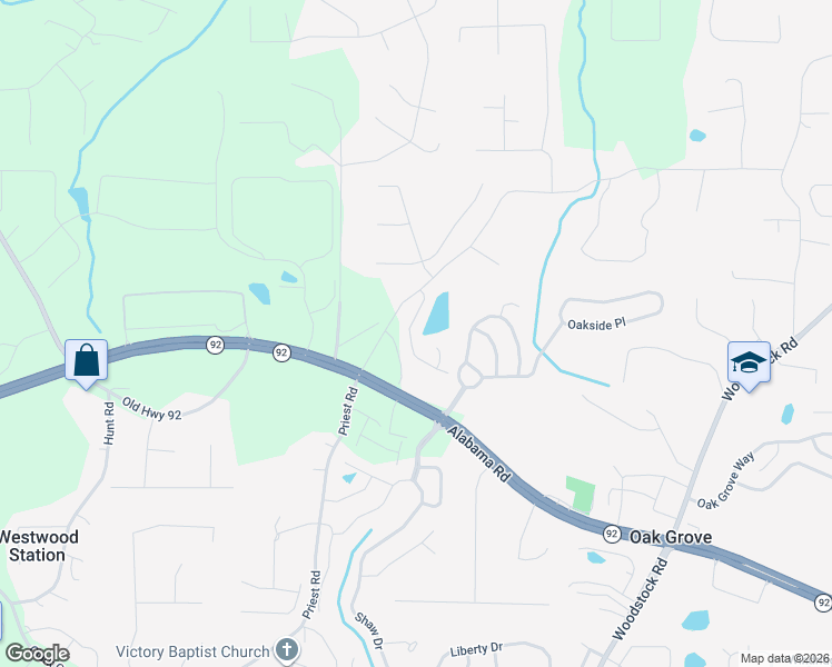 map of restaurants, bars, coffee shops, grocery stores, and more near 142 Centennial Ridge Drive in Acworth