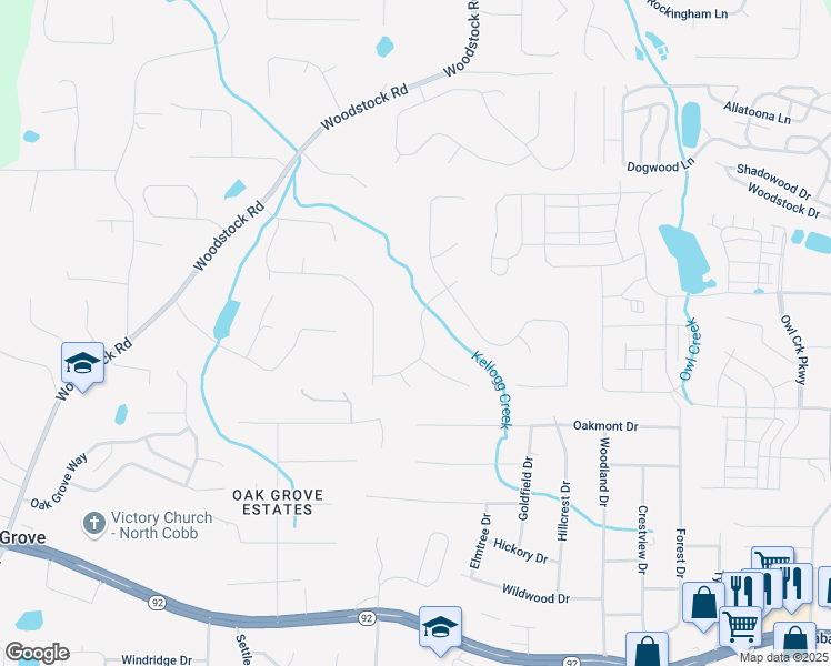 map of restaurants, bars, coffee shops, grocery stores, and more near 313 Sable Trace Pass in Acworth