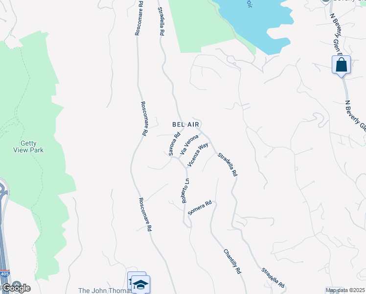 map of restaurants, bars, coffee shops, grocery stores, and more near 10853 Via Verona in Los Angeles