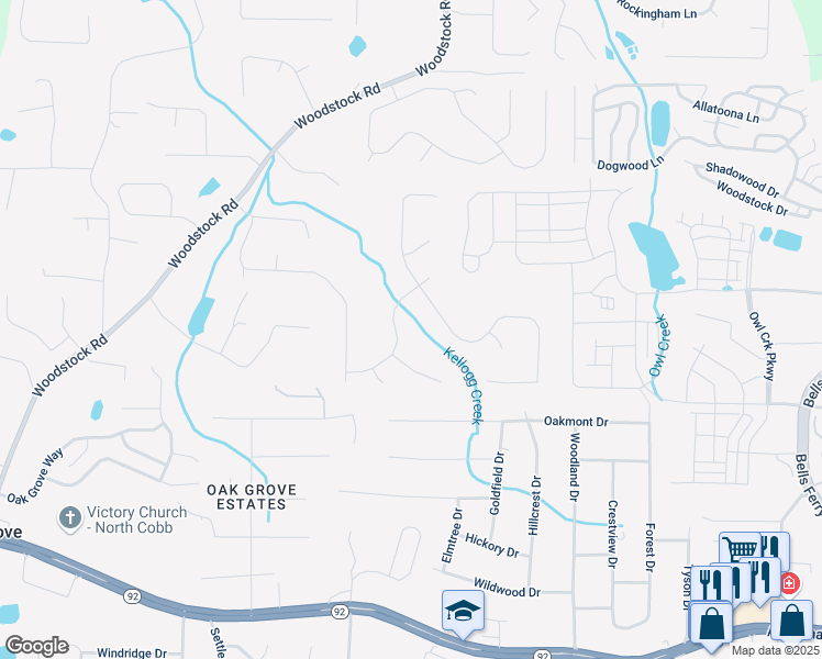 map of restaurants, bars, coffee shops, grocery stores, and more near 314 Sable Trace Pass in Acworth