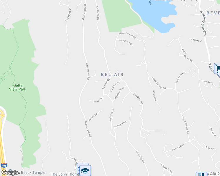 map of restaurants, bars, coffee shops, grocery stores, and more near 10853 Via Verona in Los Angeles