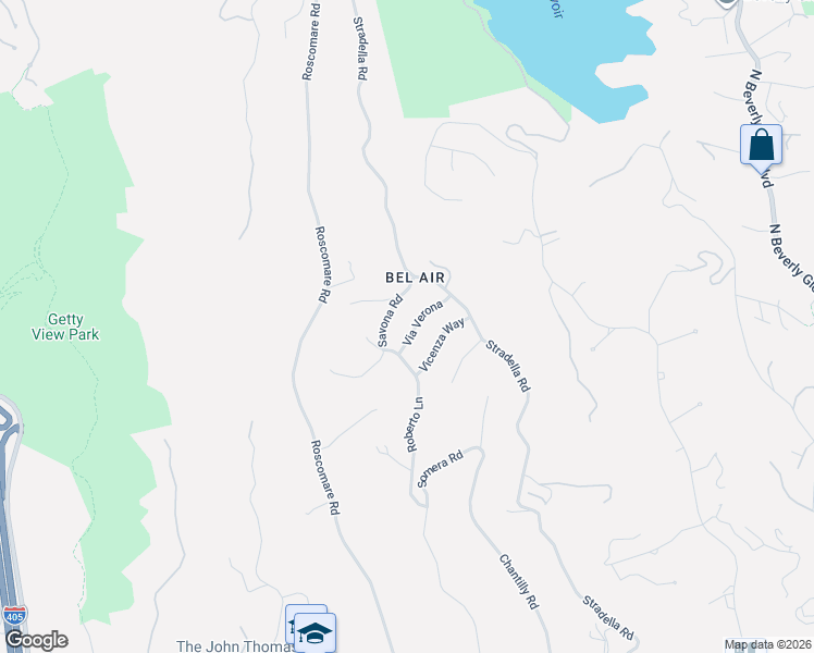 map of restaurants, bars, coffee shops, grocery stores, and more near 10868 Via Verona in Los Angeles