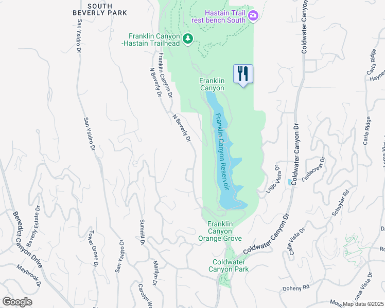map of restaurants, bars, coffee shops, grocery stores, and more near 1527 North Beverly Drive in Beverly Hills