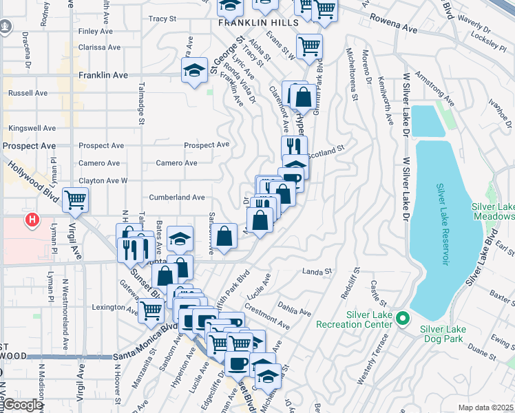 map of restaurants, bars, coffee shops, grocery stores, and more near 3850 Udell Court in Los Angeles