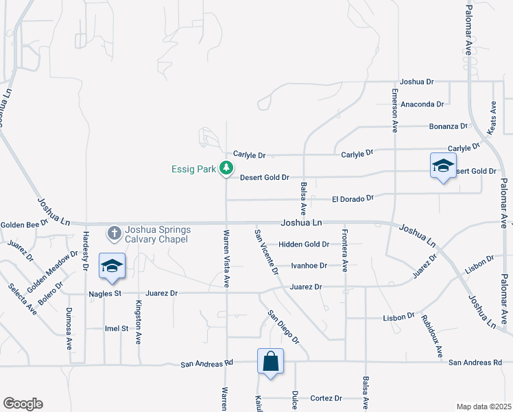 map of restaurants, bars, coffee shops, grocery stores, and more near 57795 El Dorado Drive in Yucca Valley