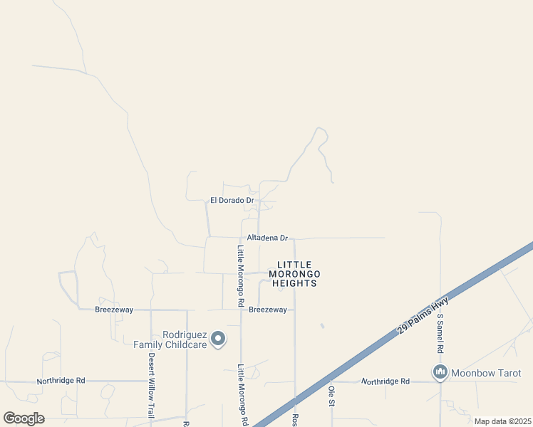 map of restaurants, bars, coffee shops, grocery stores, and more near 8429 Terrace Drive in Morongo Valley