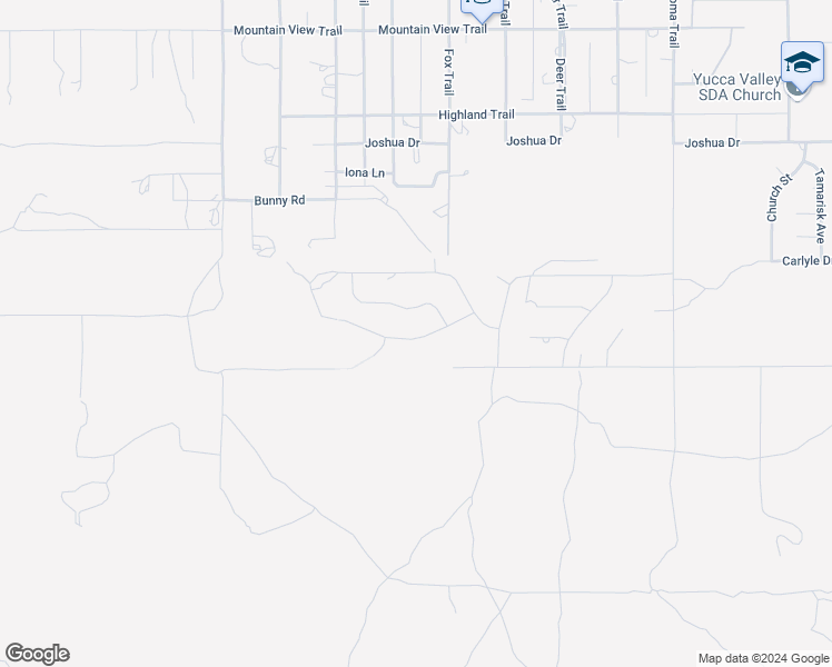 map of restaurants, bars, coffee shops, grocery stores, and more near Free Gold Drive in Yucca Valley