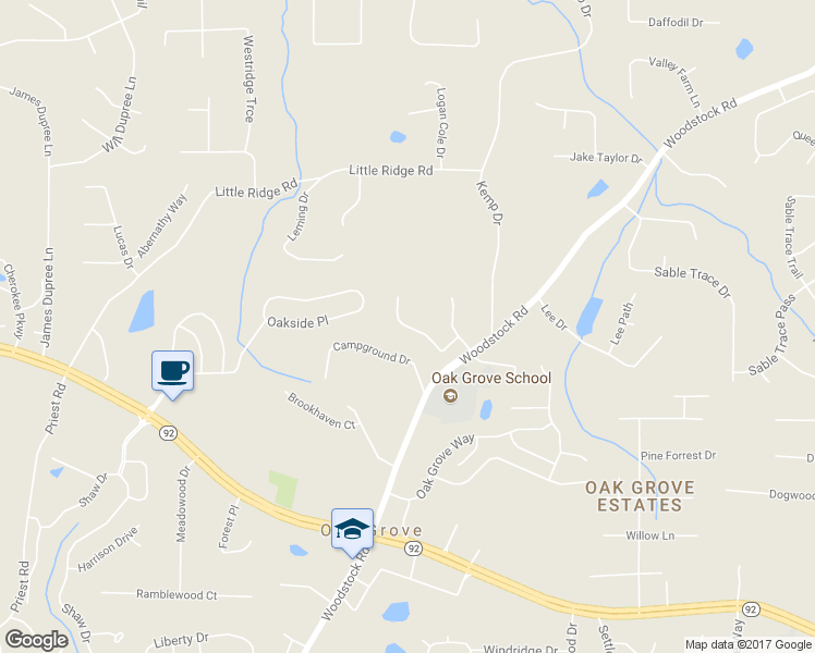 map of restaurants, bars, coffee shops, grocery stores, and more near 214 Sable Ridge Way in Acworth