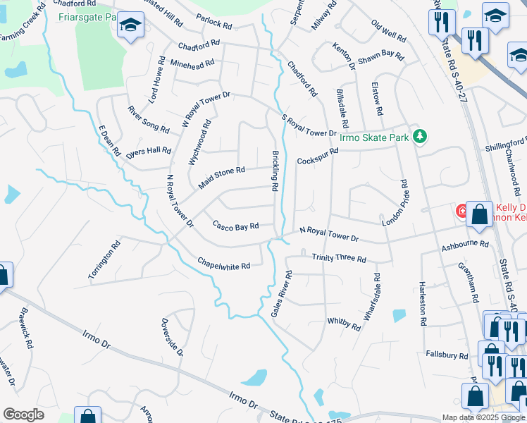 map of restaurants, bars, coffee shops, grocery stores, and more near 207 Brickling Road in Irmo