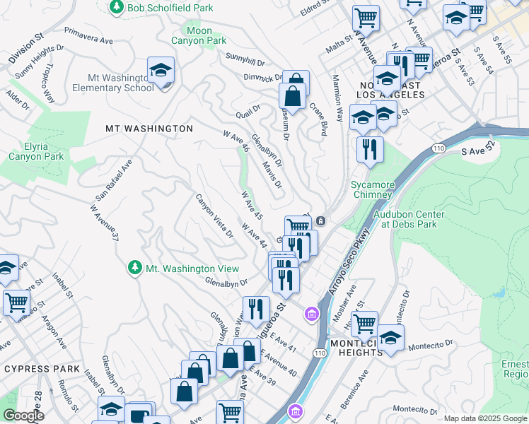 map of restaurants, bars, coffee shops, grocery stores, and more near 339 West Avenue 45 in Los Angeles