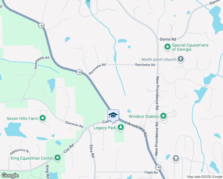 map of restaurants, bars, coffee shops, grocery stores, and more near 12125 Arnold Mill Road in Roswell