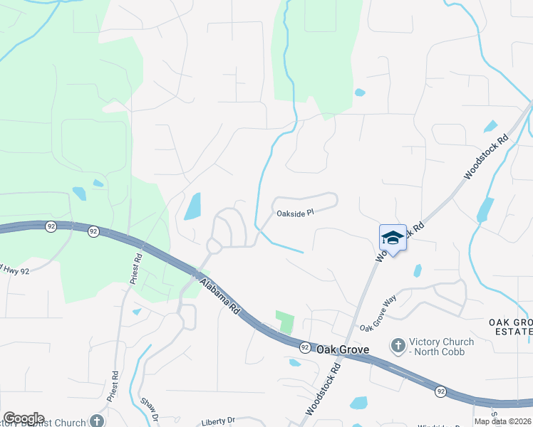 map of restaurants, bars, coffee shops, grocery stores, and more near 684 Oakside Place in Acworth