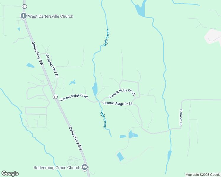 map of restaurants, bars, coffee shops, grocery stores, and more near 12 Royal Lake Court in Cartersville