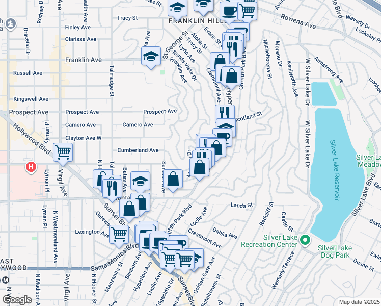 map of restaurants, bars, coffee shops, grocery stores, and more near 3870 Udell Court in Los Angeles