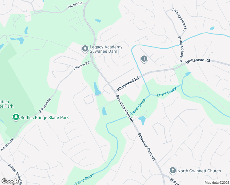map of restaurants, bars, coffee shops, grocery stores, and more near 5400 Suwanee Dam Road in Suwanee