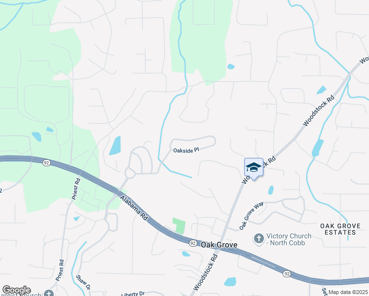 map of restaurants, bars, coffee shops, grocery stores, and more near 523 Oakside Place in Acworth