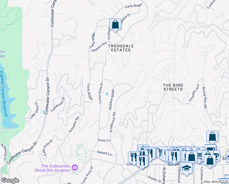 map of restaurants, bars, coffee shops, grocery stores, and more near 414 North Camden Drive in Beverly Hills