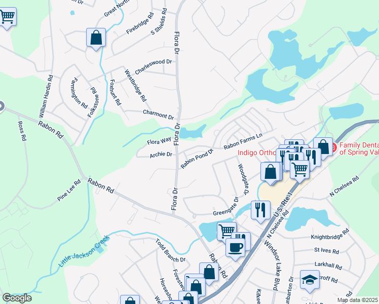 map of restaurants, bars, coffee shops, grocery stores, and more near 1418 Rabon Farms Lane in Columbia