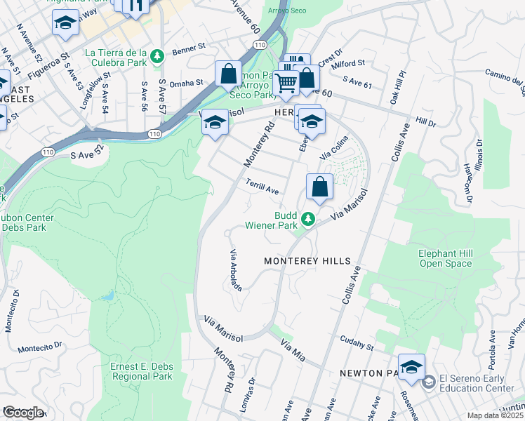 map of restaurants, bars, coffee shops, grocery stores, and more near 4275 Vía Arbolada in Los Angeles
