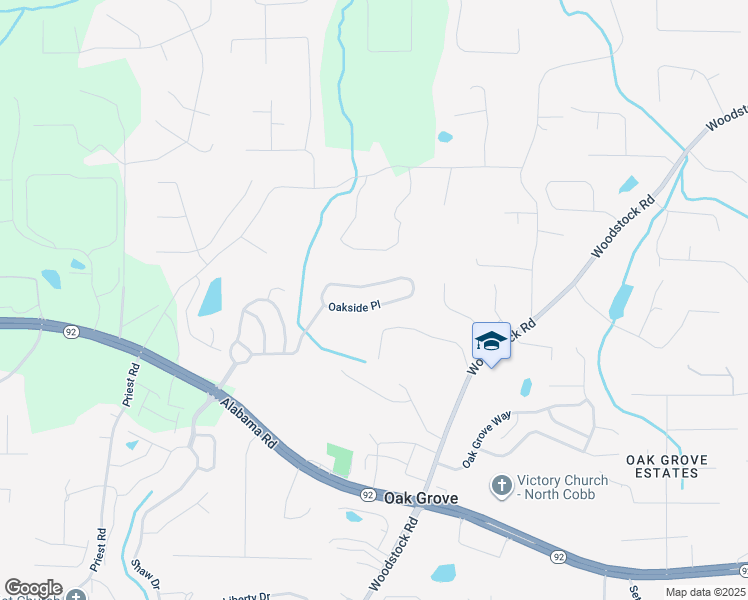 map of restaurants, bars, coffee shops, grocery stores, and more near 593 Oakside Place in Acworth