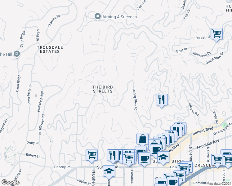 map of restaurants, bars, coffee shops, grocery stores, and more near 9000 Hopen Place in Los Angeles