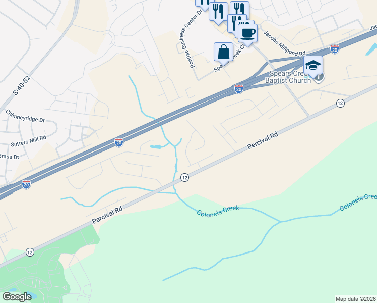 map of restaurants, bars, coffee shops, grocery stores, and more near 4651 Percival Road in Columbia