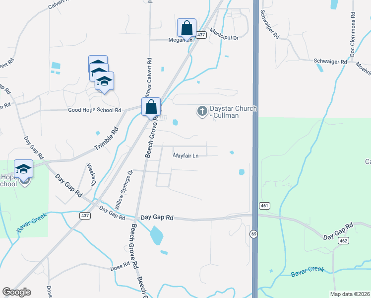 map of restaurants, bars, coffee shops, grocery stores, and more near 165 Mayfair Lane in Good Hope