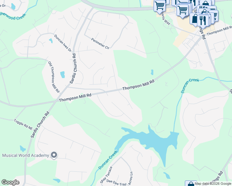 map of restaurants, bars, coffee shops, grocery stores, and more near 4987 Summer Wind Drive in Buford