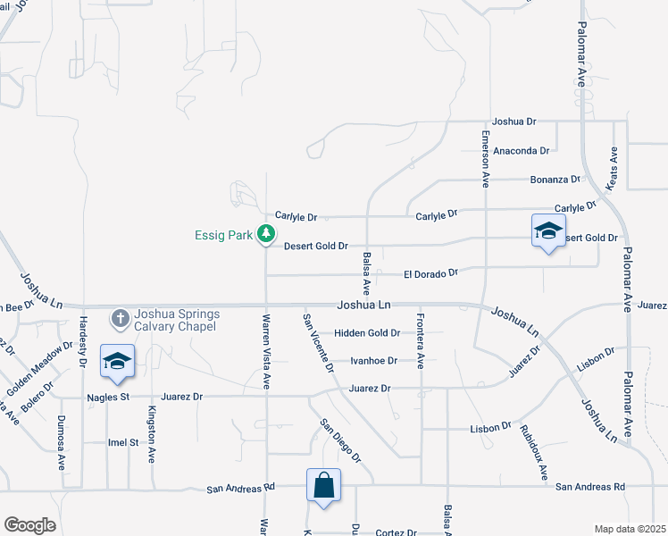 map of restaurants, bars, coffee shops, grocery stores, and more near 57856 El Dorado Drive in Yucca Valley