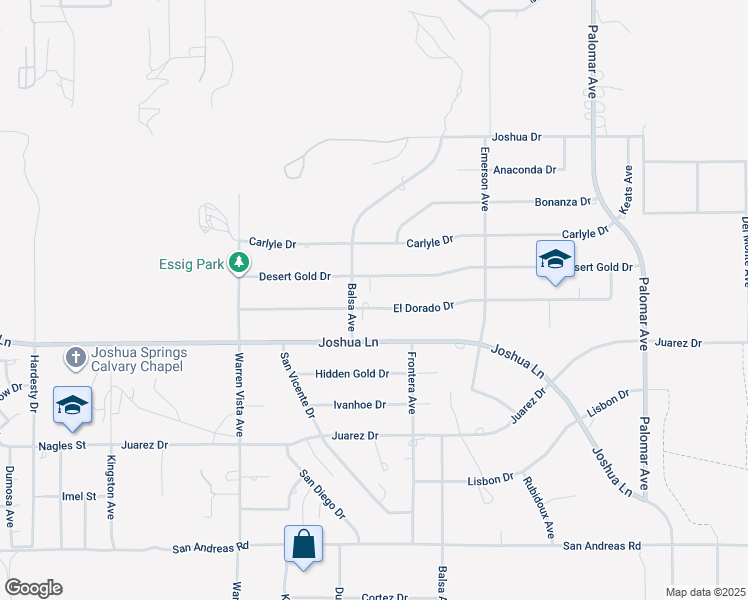 map of restaurants, bars, coffee shops, grocery stores, and more near 57966 El Dorado Drive in Yucca Valley