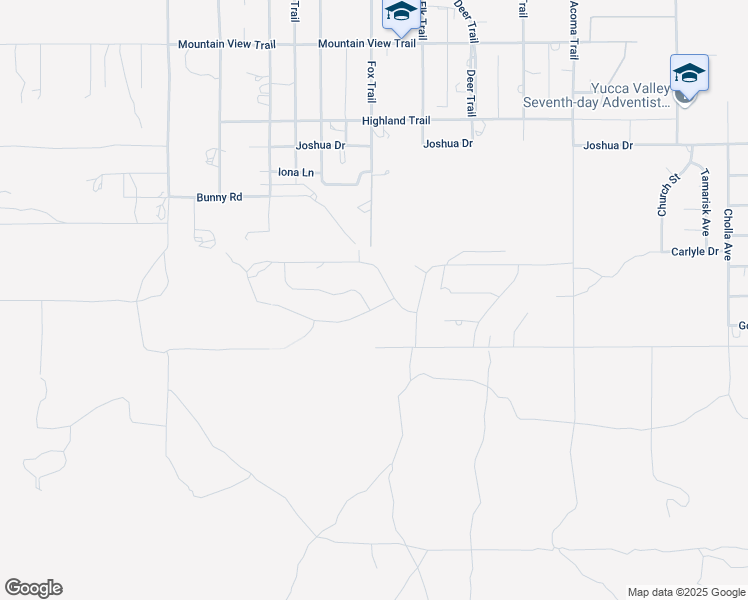 map of restaurants, bars, coffee shops, grocery stores, and more near 55710 Free Gold Drive in Yucca Valley