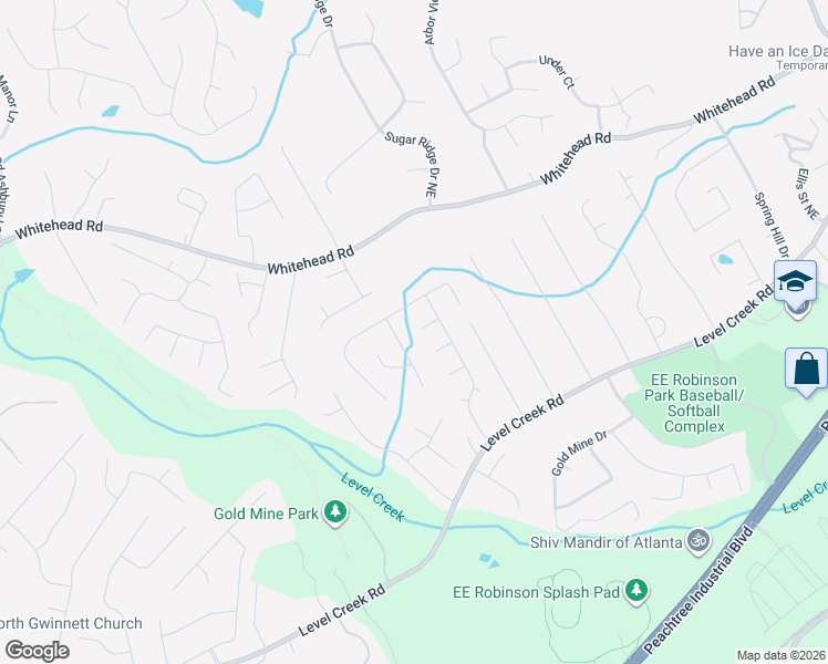 map of restaurants, bars, coffee shops, grocery stores, and more near 5167 Allison Way Northeast in Sugar Hill