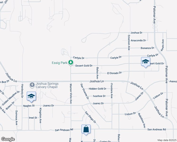 map of restaurants, bars, coffee shops, grocery stores, and more near 57856 El Dorado Drive in Yucca Valley