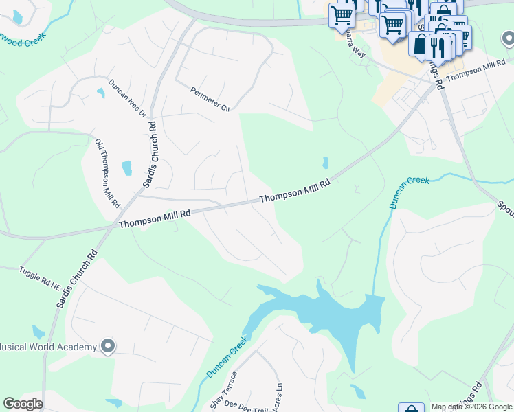 map of restaurants, bars, coffee shops, grocery stores, and more near 4987 Summer Wind Drive in Buford