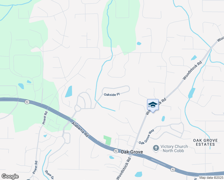 map of restaurants, bars, coffee shops, grocery stores, and more near 635 Oakside Place in Acworth