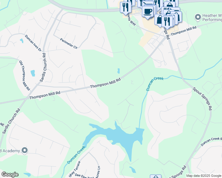 map of restaurants, bars, coffee shops, grocery stores, and more near 4332 Kay Morgan Road in Buford