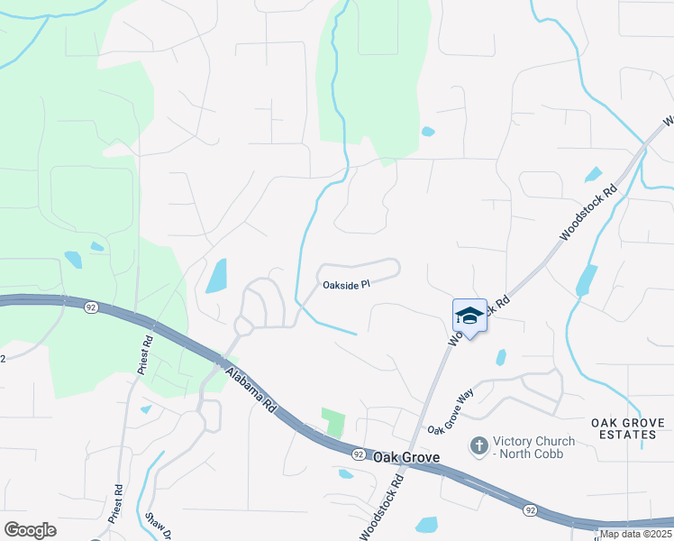 map of restaurants, bars, coffee shops, grocery stores, and more near 635 Oakside Place in Acworth