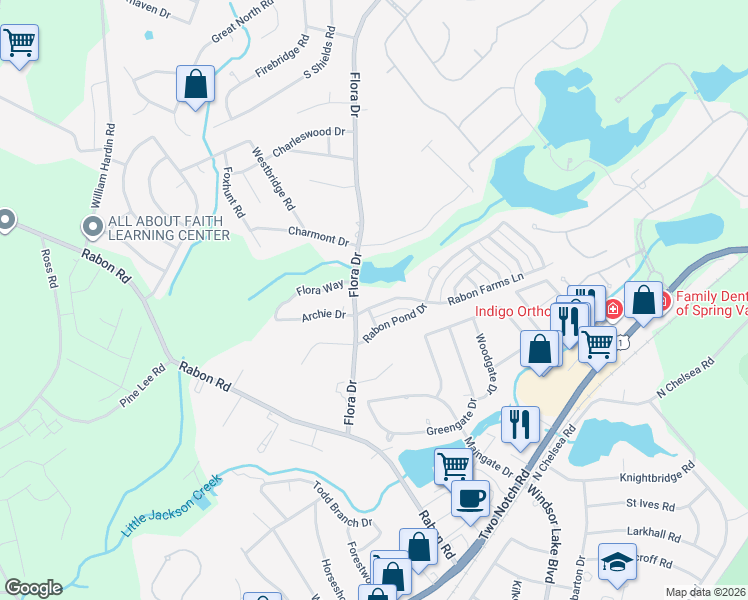 map of restaurants, bars, coffee shops, grocery stores, and more near 1413 Rabon Farms Lane in Columbia