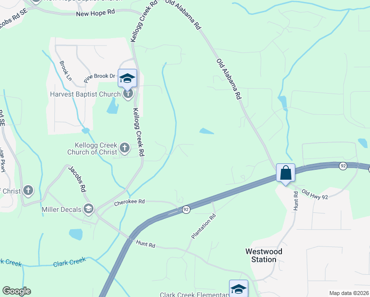 map of restaurants, bars, coffee shops, grocery stores, and more near 5760 East Emerald Oaks Lane in Acworth