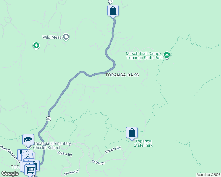 map of restaurants, bars, coffee shops, grocery stores, and more near 21000 Winfield Road in Topanga