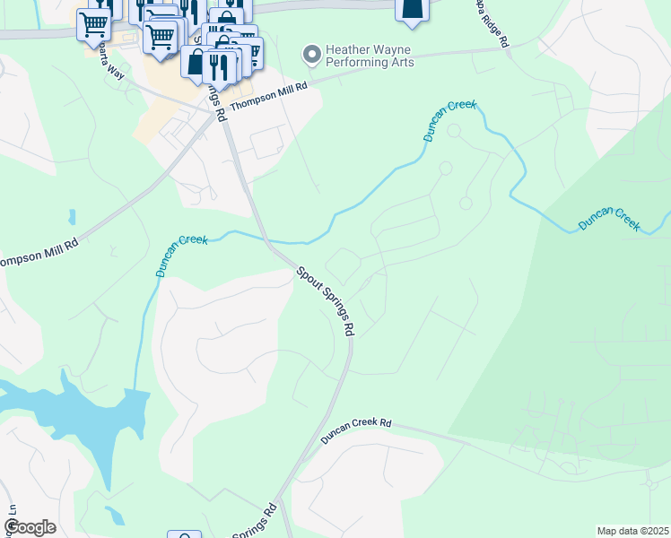 map of restaurants, bars, coffee shops, grocery stores, and more near 2688 Turnwater Street in Hoschton