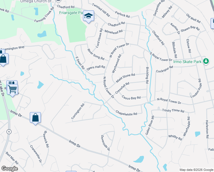 map of restaurants, bars, coffee shops, grocery stores, and more near 724 North Royal Tower Drive in Irmo
