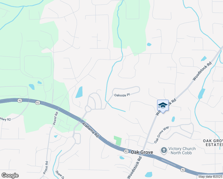 map of restaurants, bars, coffee shops, grocery stores, and more near 684 Oakside Place in Acworth