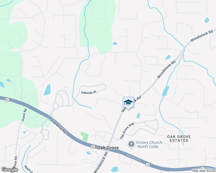 map of restaurants, bars, coffee shops, grocery stores, and more near 590 Oakside Place in Acworth