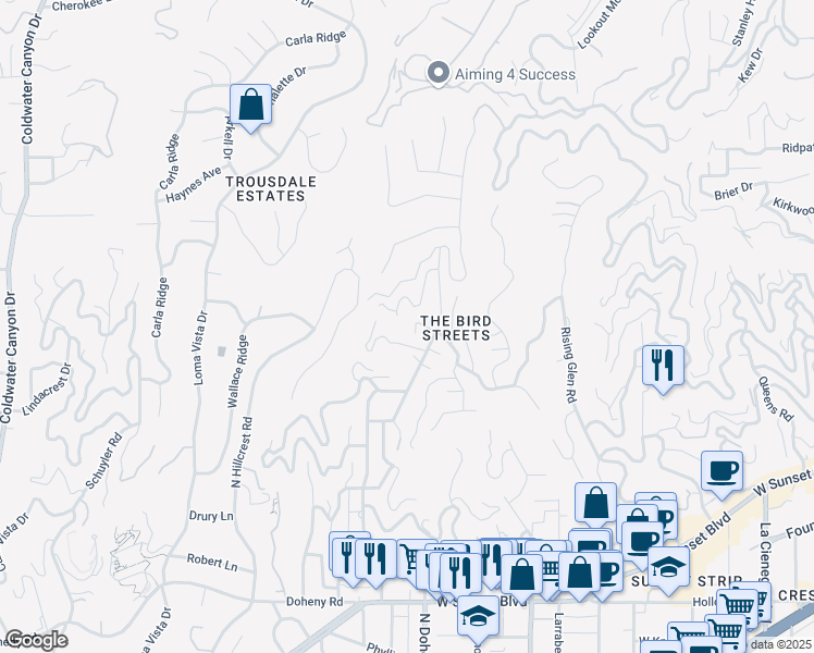 map of restaurants, bars, coffee shops, grocery stores, and more near 2 North Doheny Drive in Los Angeles