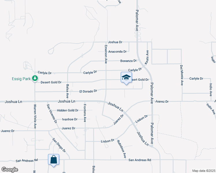 map of restaurants, bars, coffee shops, grocery stores, and more near 8395 Emerson Avenue in Yucca Valley
