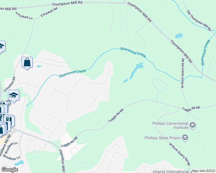 map of restaurants, bars, coffee shops, grocery stores, and more near 3477 Haddon Hall Court in Buford