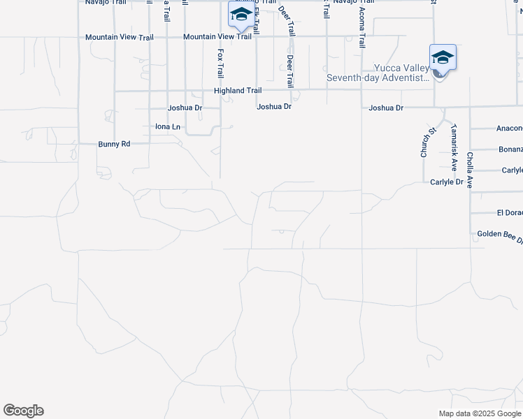 map of restaurants, bars, coffee shops, grocery stores, and more near 8381 Elk Trail in Yucca Valley