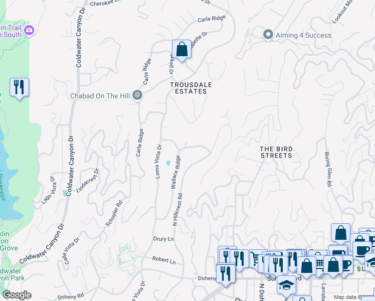 map of restaurants, bars, coffee shops, grocery stores, and more near in Beverly Hills